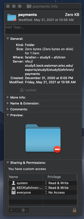 Screenshot of locked folder on a Mac